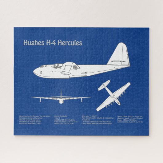 Hughes H-4 Hercules Spruce Goose - Vliegtuigplanne Legpuzzel (Horizontaal)