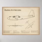 Hughes H-4 Hercules Spruce Goose - Vliegtuigplanne Poster (Voorkant)