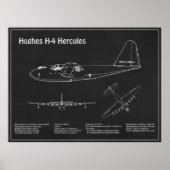 Hughes H-4 Hercules Spruce Goose - Vliegtuigplanne Poster (Voorkant)