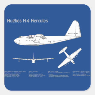 Hughes H-4 Hercules Spruce Goose - Vliegtuigplanne Vierkante Sticker