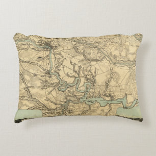 Hughes Militaire Kaart van Richmond en Petersburgh Accent Kussen