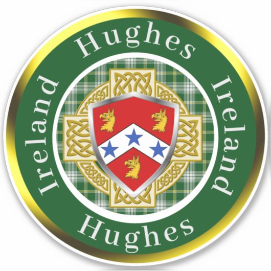 Hughes Shield & Celtic Cross gepersonaliseerd Sticker (Voorkant)