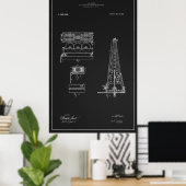 HUGHES TOOL COMPANY OIL DERRICK PATENT 1916 POSTER (Thuiskantoor)