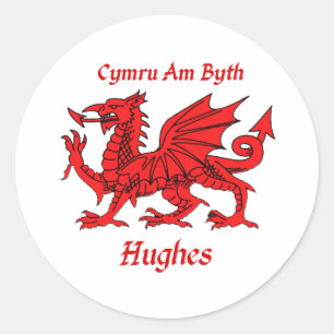 Hughes Welsh Dragon Ronde Sticker
