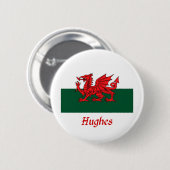 Hughes Welsh Flag Ronde Button 5,7 Cm (Voorkant /achterkant)