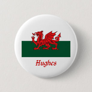 Hughes Welsh Flag Ronde Button 5,7 Cm