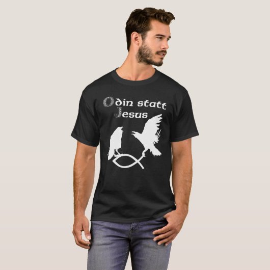 Hugin and Munin catch Christian fish - Odin instea T-shirt (Voorkant volledig)