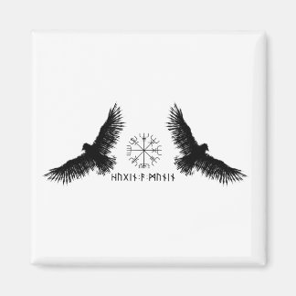 Hugin & Munin | Vegvisir | Odins Raben | schwarz Magneet
