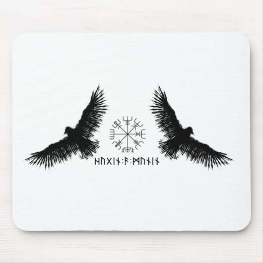 Hugin & Munin | Vegvisir | Odins Raben | schwarz Muismat (Voorkant)