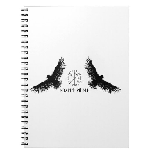 Hugin & Munin | Vegvisir | Odins Raben | schwarz Notitieboek (Voorkant)
