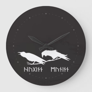 Huginn en Muninn Vikingravennen Noorse Inkt Grote Klok