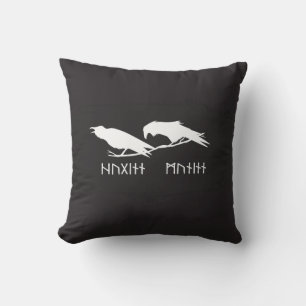 Huginn en Muninn Vikingravennen Noorse Inkt Kussen