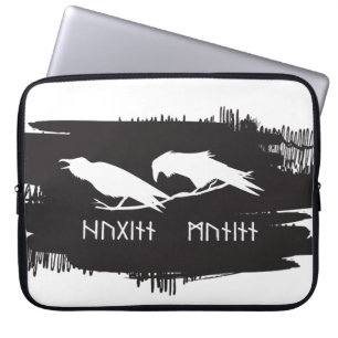 Huginn en Muninn Vikingravennen Noorse Inkt Laptop Sleeve