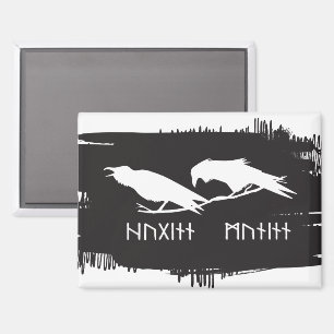 Huginn en Muninn Vikingravennen Noorse Inkt Magneet