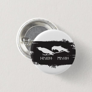 Huginn en Muninn Vikingravennen Noorse Inkt Ronde Button 3,2 Cm