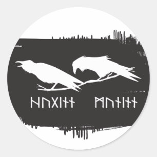 Huginn en Muninn Vikingravennen Noorse Inkt Ronde Sticker