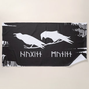 Huginn en Muninn Vikingravennen Noorse Inkt Strandlaken
