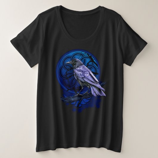 Huginn the Raven Midnight Nordic Tidings Grote Maat T-shirt (Design voorkant)