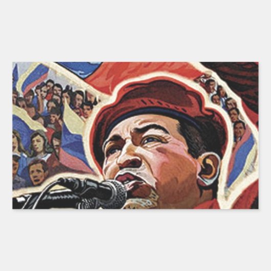 Hugo Chavez - Cartoon Revolutie Rechthoekige Sticker (Voorkant)