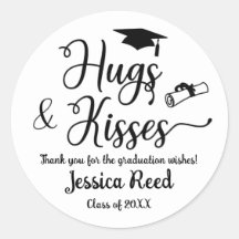 Hugs and Kisses Graduation Party Sticker