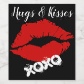 "Hugs and Kisses" / Rode lips Wijn Etiket (Enkel label)