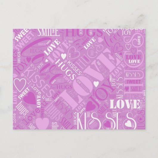 Hugs and Kisses Word Cloud Gold ID286 Briefkaart (Voorkant)