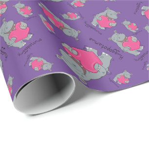 Hugs Day Wrapping Paper van de Valentijn van Hippo Cadeaupapier