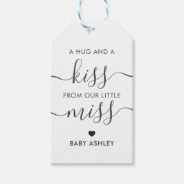 Hugs en Kiss van onze kleine Miss, Baby shower Cadeaulabel