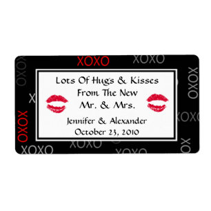 Hugs en Kisses Black Red Wedding for Labels