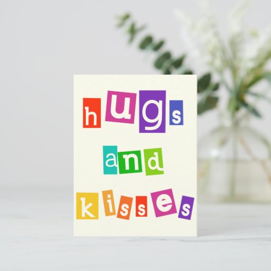 Hugs en Kisses Briefkaart (Staand voorkant)