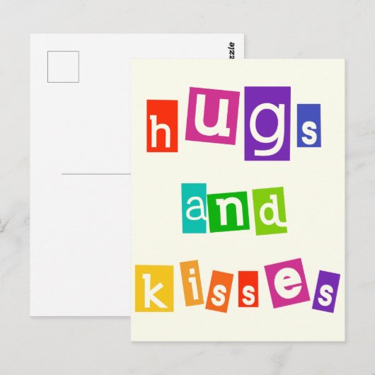 Hugs en Kisses Briefkaart (Voorkant / Achterkant)