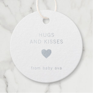 Hugs en Kisses Cute Silver Foil Baby shower Bedankjes Labels