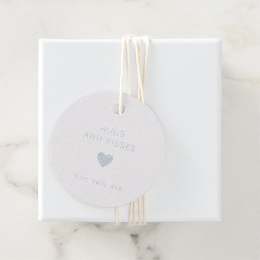 Hugs en Kisses Cute Silver Foil Baby shower Bedankjes Labels (Met doos)