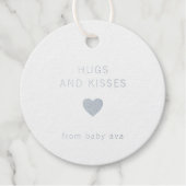Hugs en Kisses Cute Silver Foil Baby shower Bedankjes Labels (Voorkant)