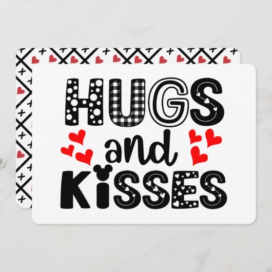 Hugs en Kisses Feestdagenkaart (Voorkant / Achterkant)