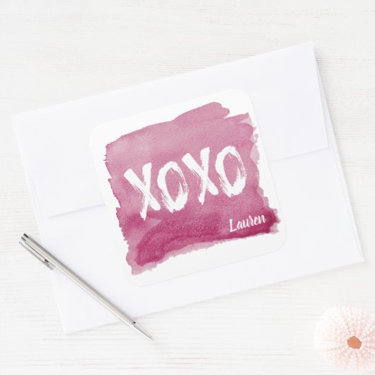 Hugs en Kisses | Gepersonaliseerde Sticker (Envelop)