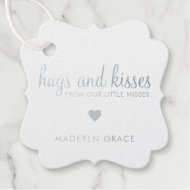 Hugs en Kisses Heart Silver Foil Girl Baby shower Bedankjes Labels