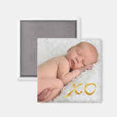 Hugs en Kisses in Gold Baby Photo Magnet (Voorkant / Achterkant)