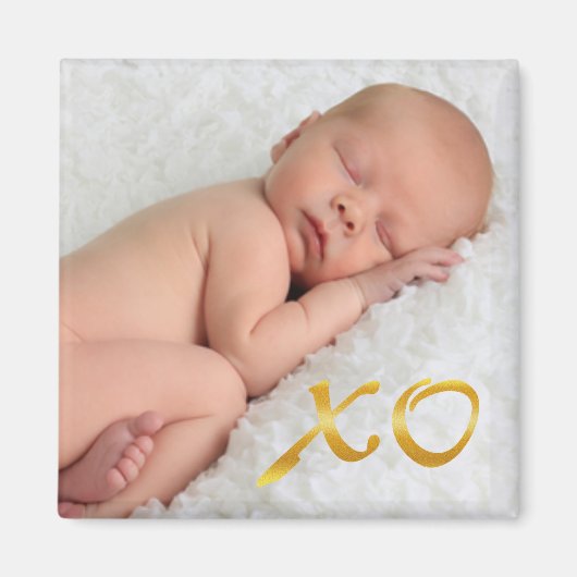 Hugs en Kisses in Gold Baby Photo Magnet (Voorkant)