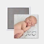 Hugs en Kisses in Silver Baby Photo Magnet (Voorkant / Achterkant)