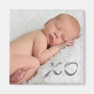 Hugs en Kisses in Silver Baby Photo Magnet