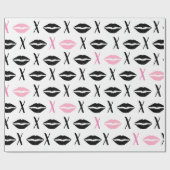 Hugs en Kisses Lip Print Wrapping Paper Cadeaupapier (Vlak)