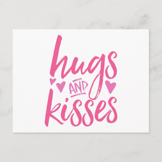 Hugs en Kisses met hart Briefkaart (Voorkant)
