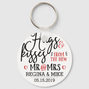 Hugs en Kisses New Mr en Mrs Handwriting Scipt Sleutelhanger