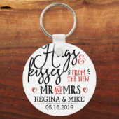 Hugs en Kisses New Mr en Mrs Handwriting Scipt Sleutelhanger (Voorkant)