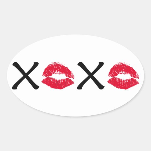 Hugs en Kisses Ovale Sticker (Voorkant)