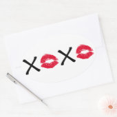 Hugs en Kisses Ovale Sticker (Envelop)