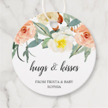 Hugs en Kisses Peach Floral Girl Baby shower