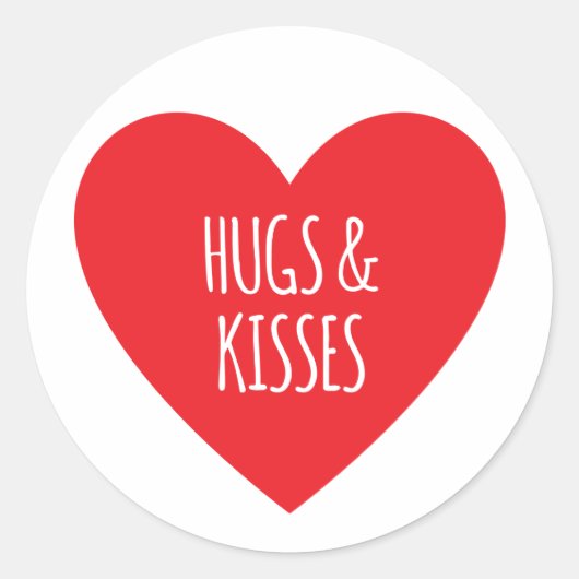 Hugs en Kisses Ronde Sticker (Voorkant)