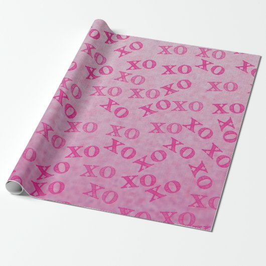 Hugs en Kisses roze XO XO Cadeaupapier (Uitgerold)